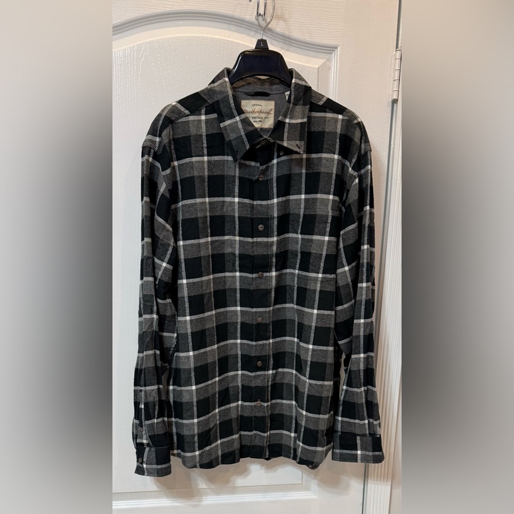 Classic Black and Gray Plaid Button-Down Shirt
